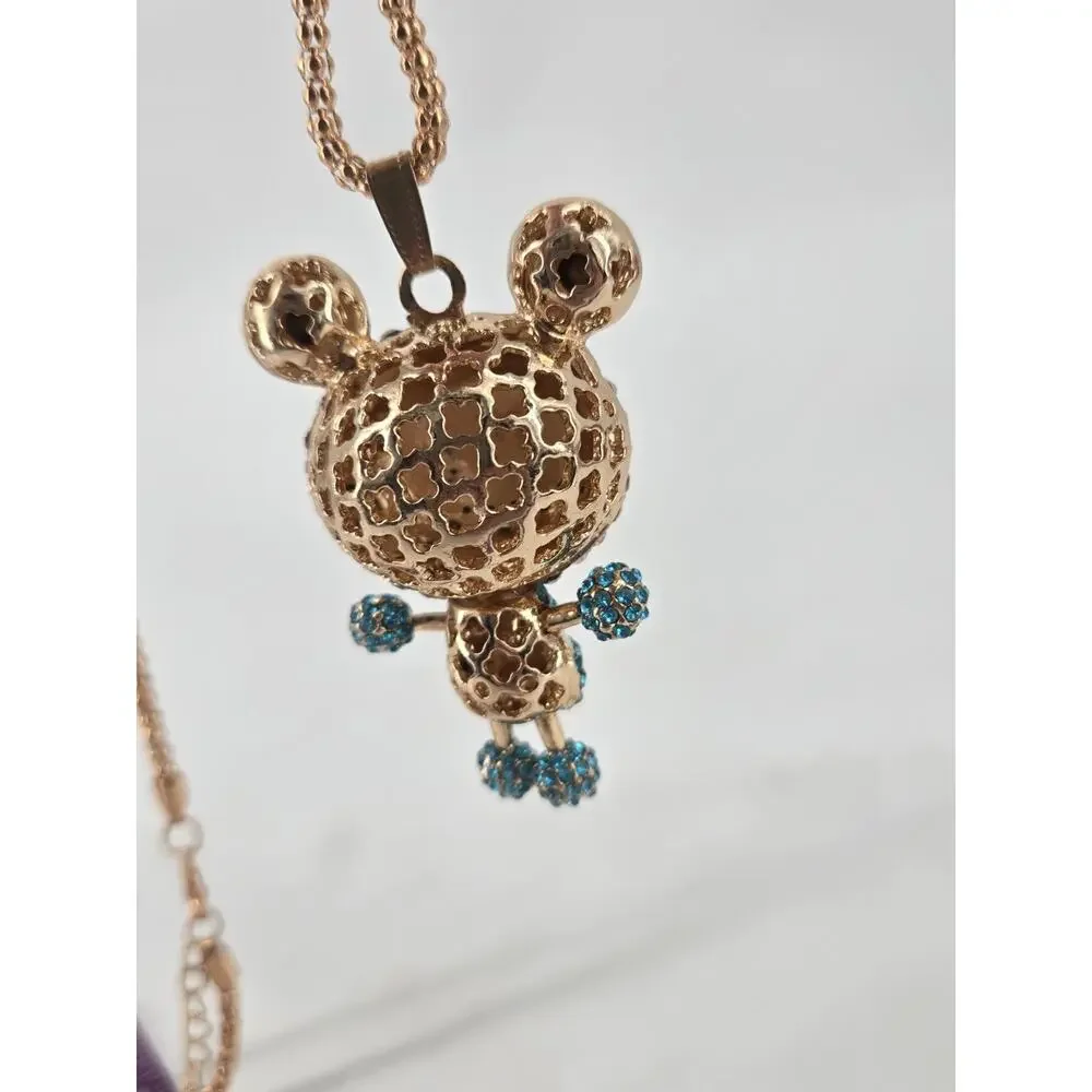 Y2K Bling Whimsical Rhinestone Frog Pendant Necklace Betsey Johnson NOS